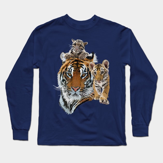 Bengal tiger and hazy tiger Long Sleeve T-Shirt by obscurite